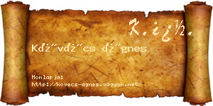 Kövécs Ágnes névjegykártya