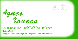 agnes kovecs business card